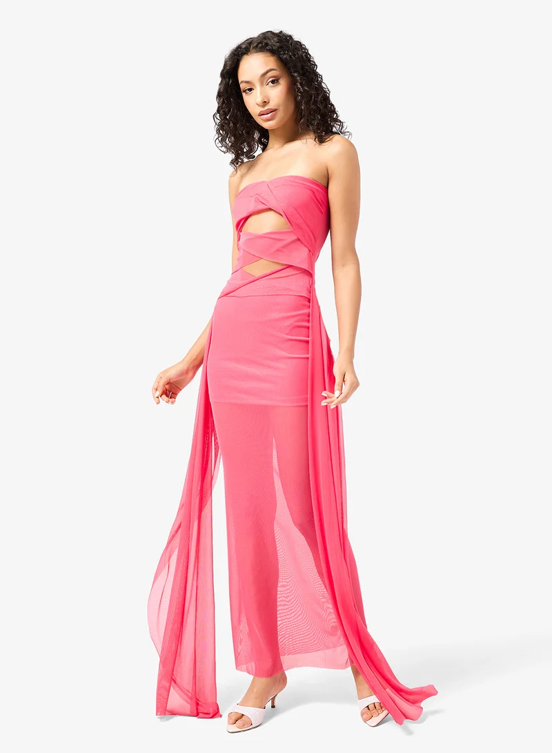 جينجر Bandeau Cutout Detail Draped Dress